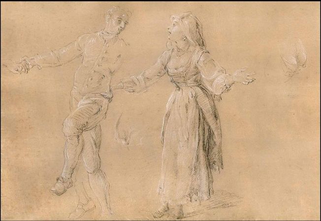 Sketch Of A Neopolitan Couple Dancing by Pierre Jacques Volaire